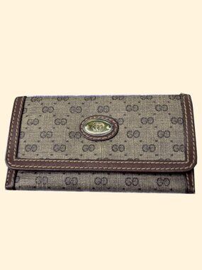Vintage Gucci GG Supreme Snap Bifold Utility Wallet / Accessory Case